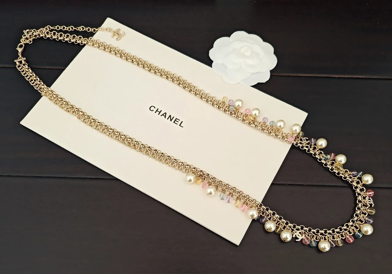Chanel Multi-Chain Pearl and Crystal Charm Necklace 4