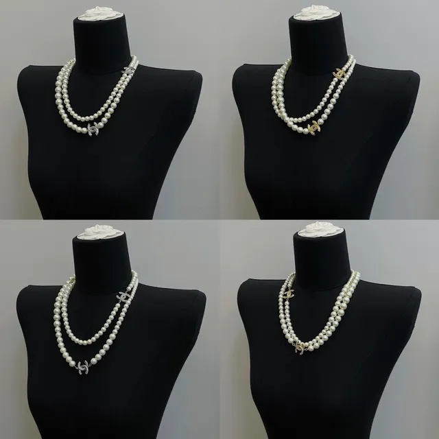 Chanel Multi-Strand Pearl Necklace White Silver Necklace 4