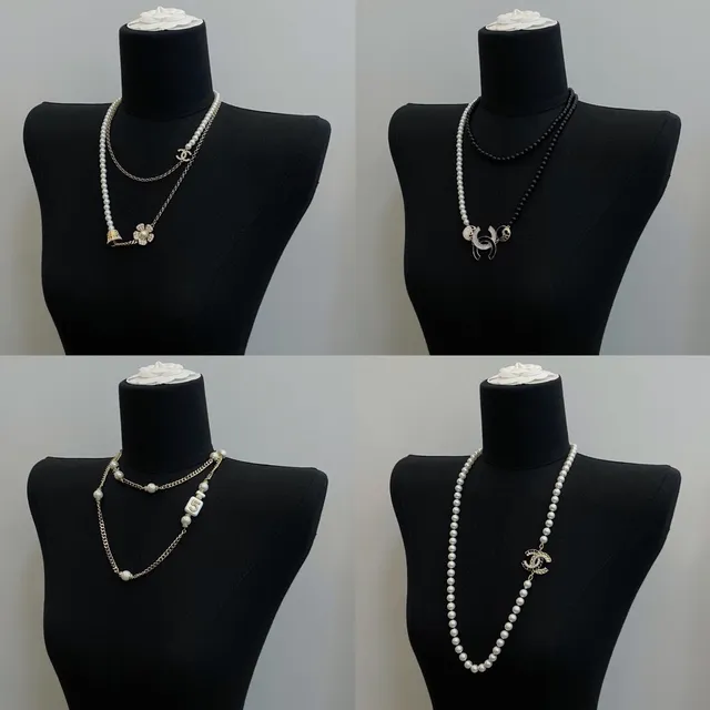 Chanel Multi-Strand Pearl Necklace White Silver Necklace 8