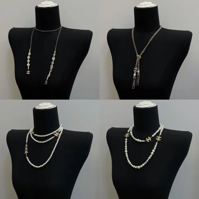 Chanel Multi-Strand Pearl Necklace White Silver Necklace 9