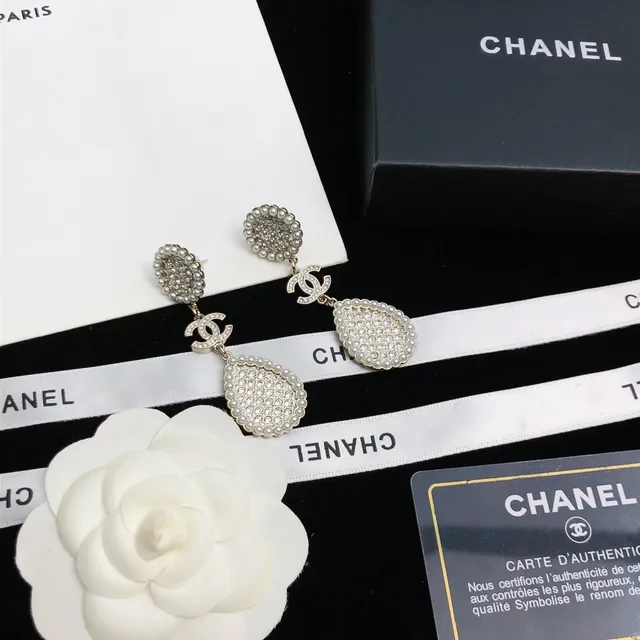 Chanel Pearl and Crystal Double-Drop Earrings 8