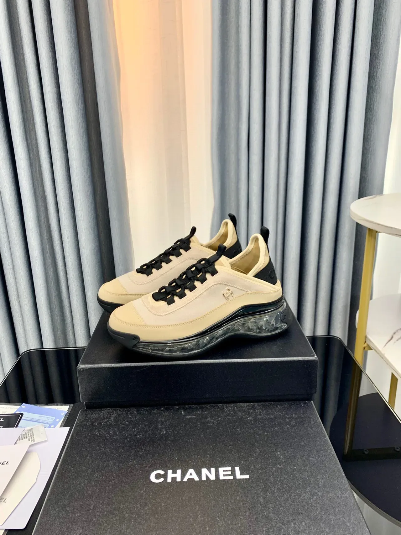 Chanel Runner Beige and Black Lifestyle Sneakers 4