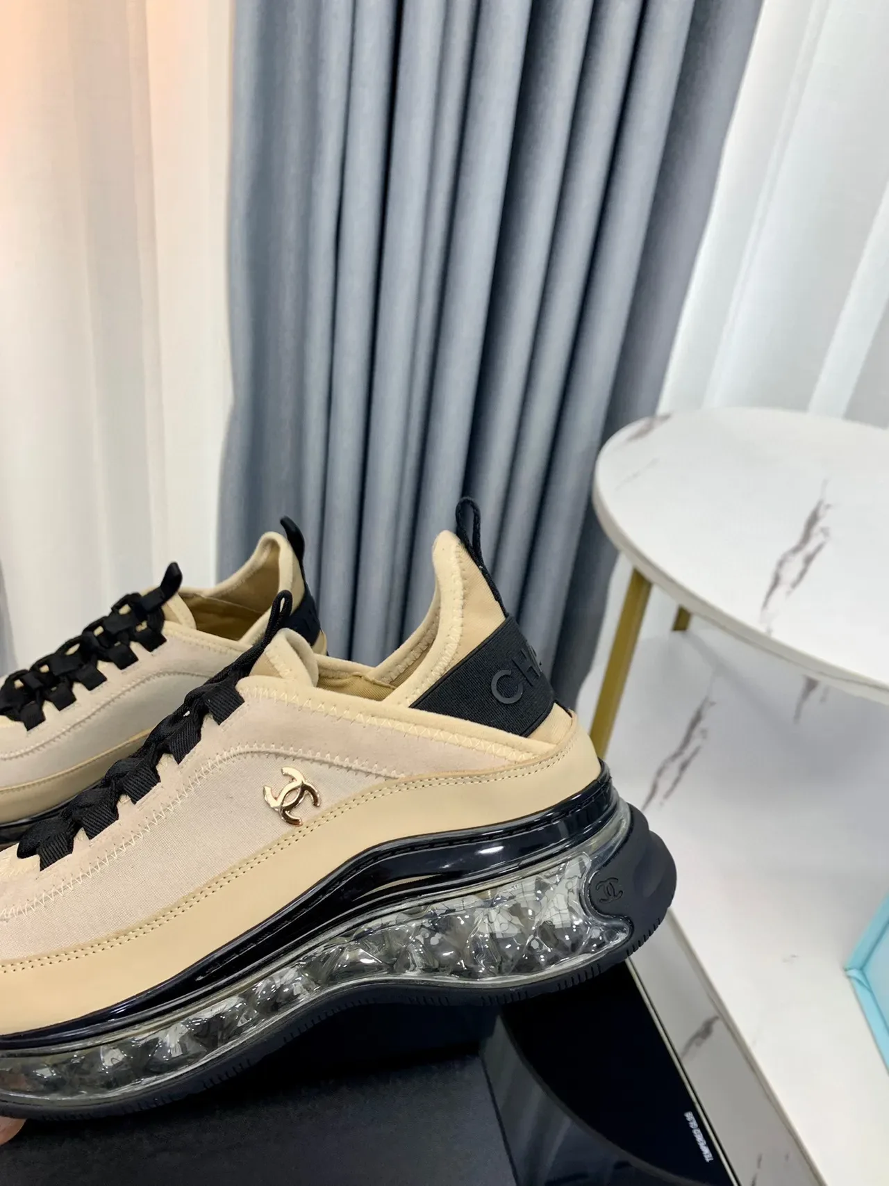 Chanel Runner Beige and Black Lifestyle Sneakers 5