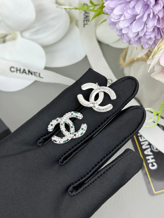 Chanel Silver Multicolor Interlocking CC Logo Pavé-Set Crystals Earrings 3