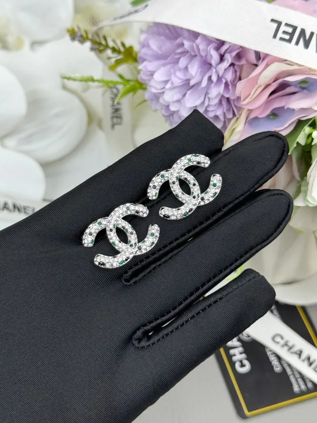 Chanel Silver Multicolor Interlocking CC Logo Pavé-Set Crystals Earrings 4