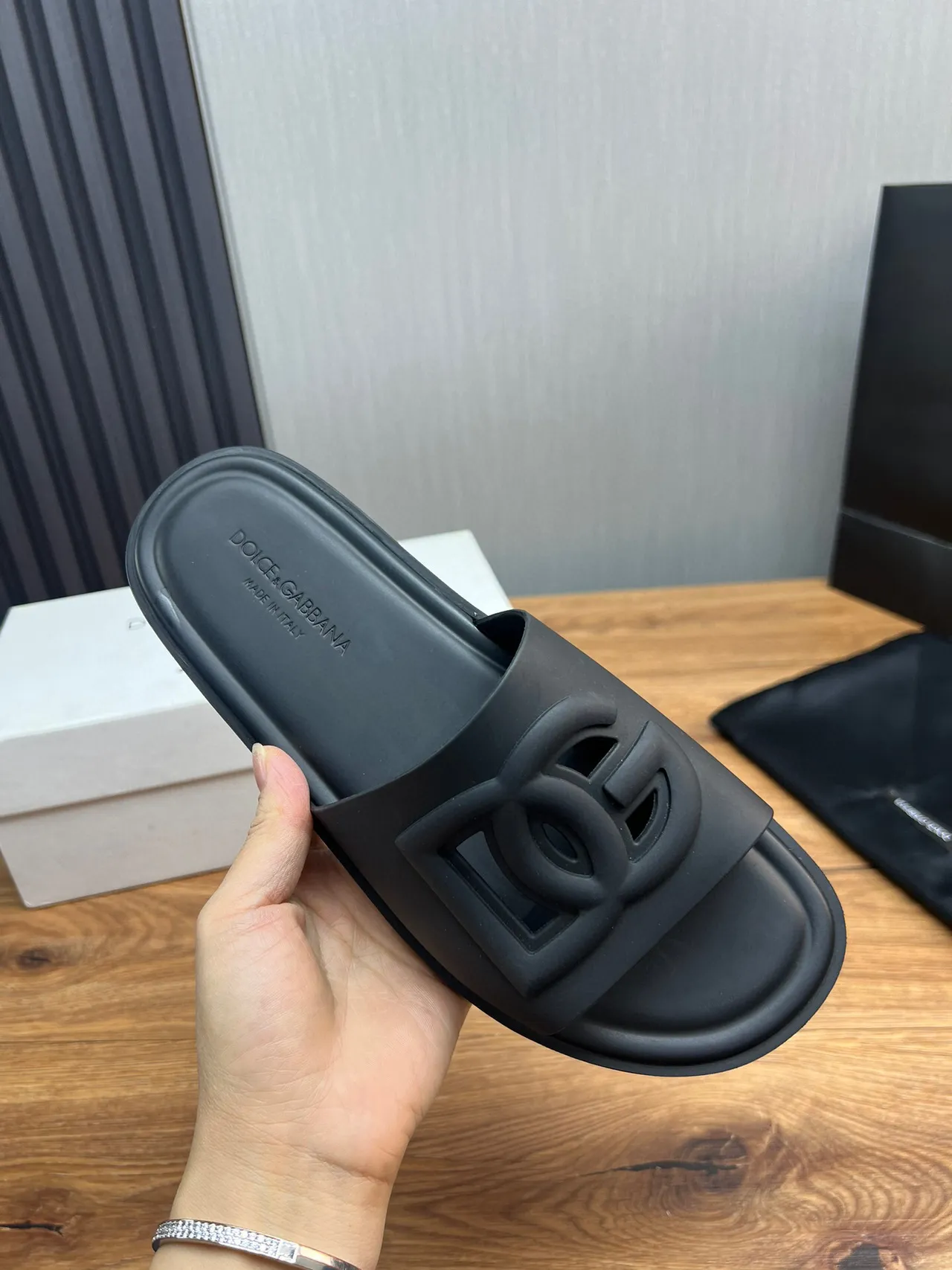 Chanel Slide Black Rubber Molded CC Logo Slipper 6