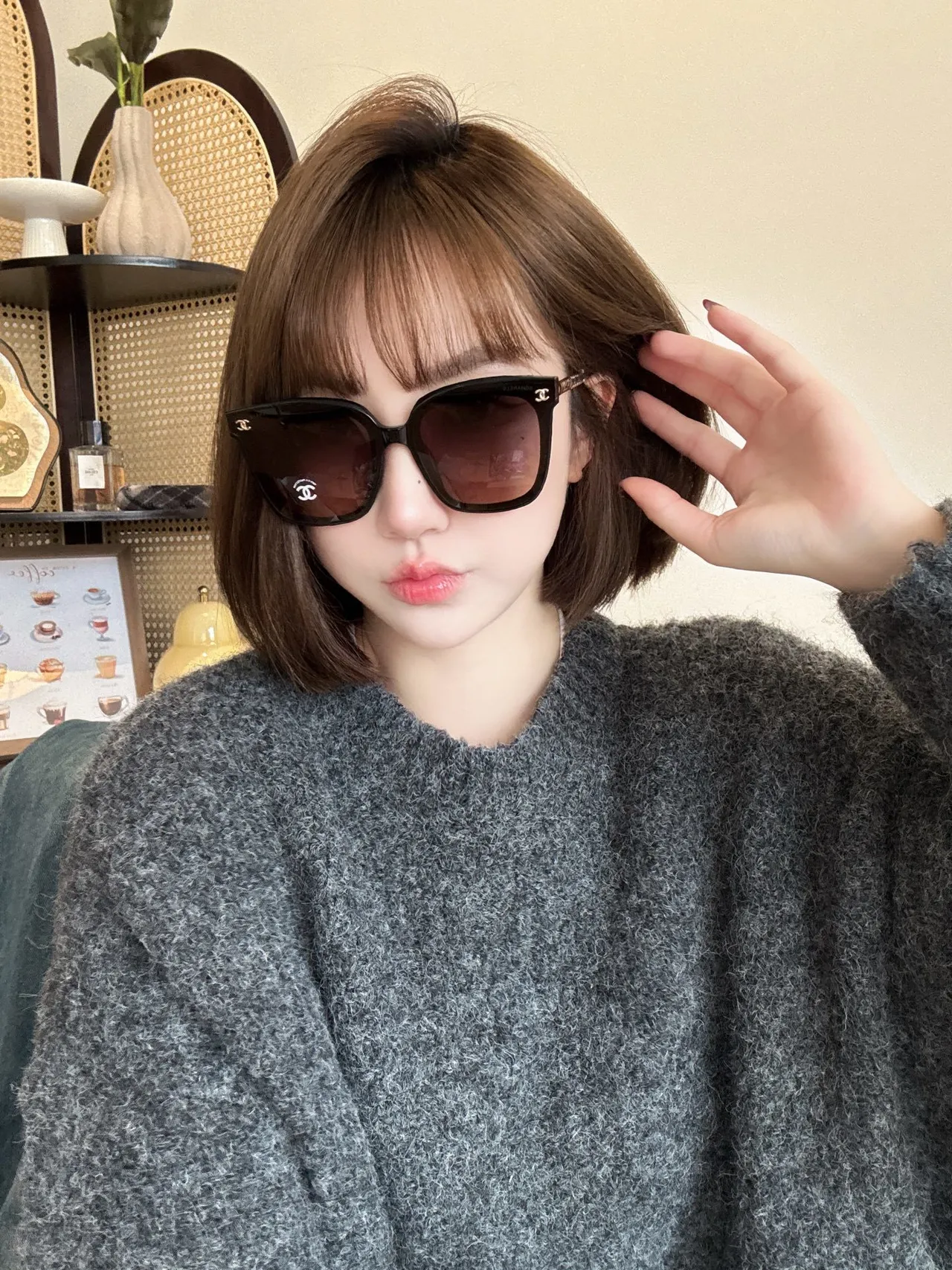 Chanel Square Frame White Acetate CC Logo Sunglasses 2