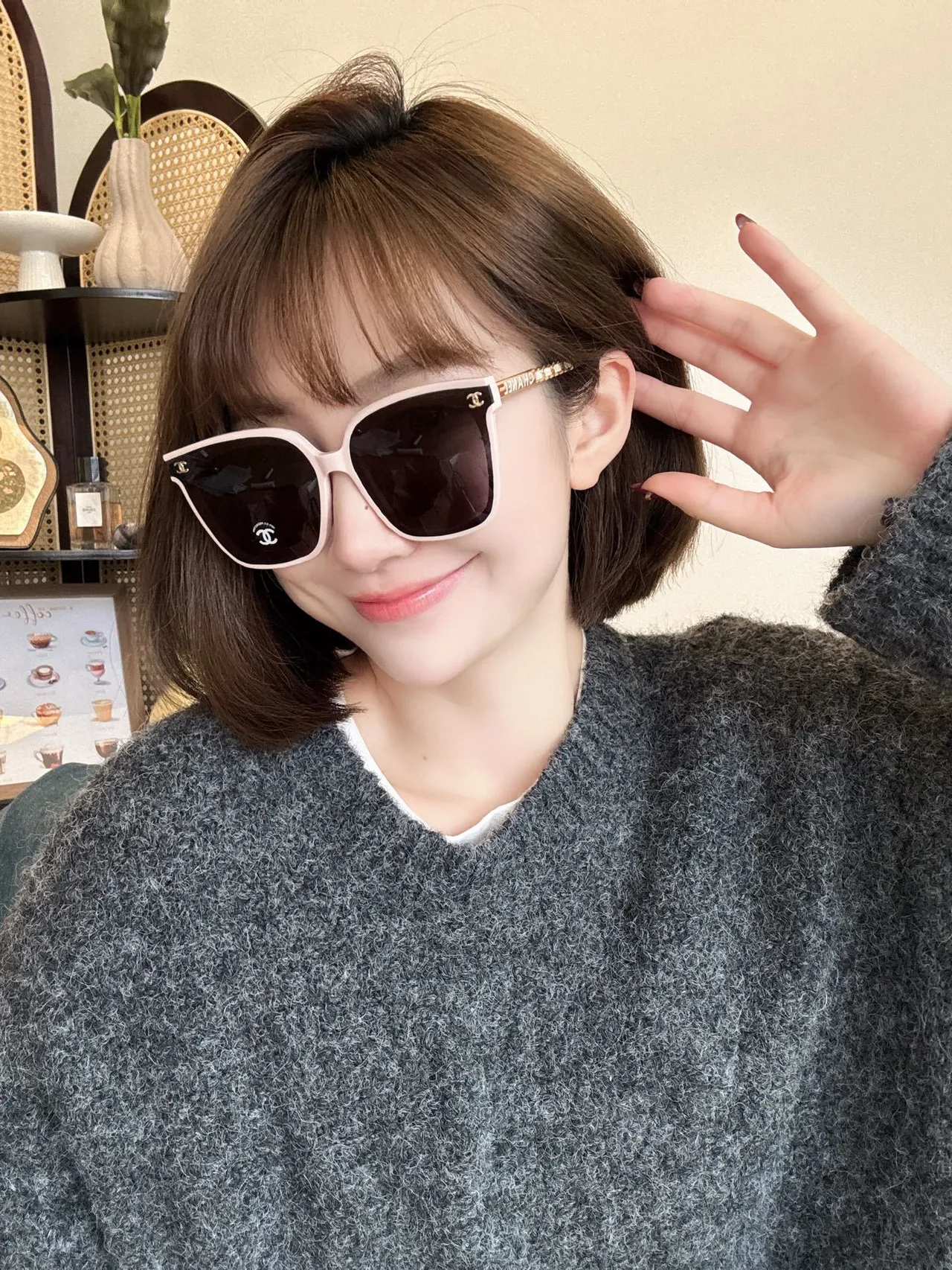 Chanel Square Frame White Acetate CC Logo Sunglasses 3