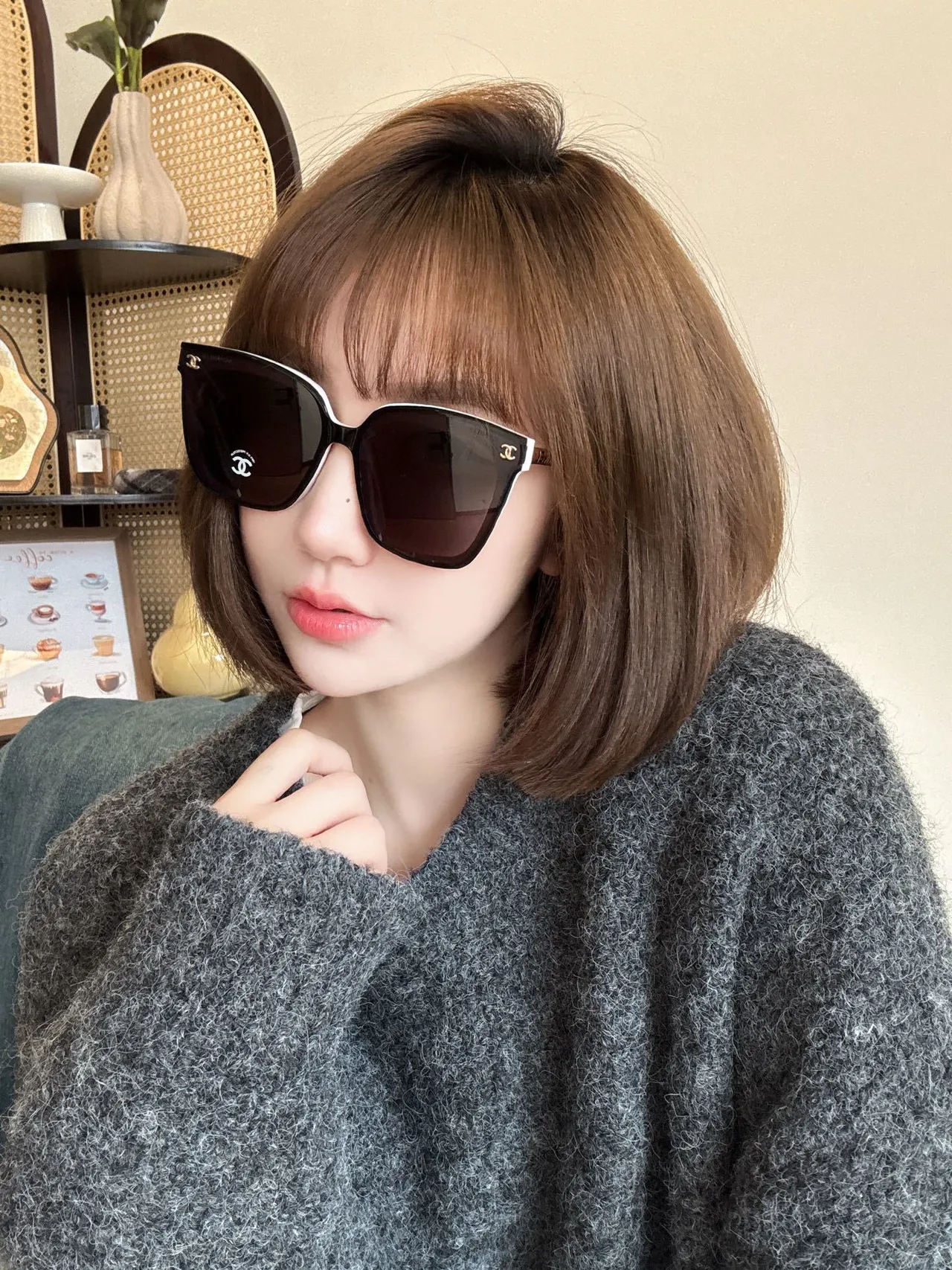 Chanel Square Frame White Acetate CC Logo Sunglasses 6
