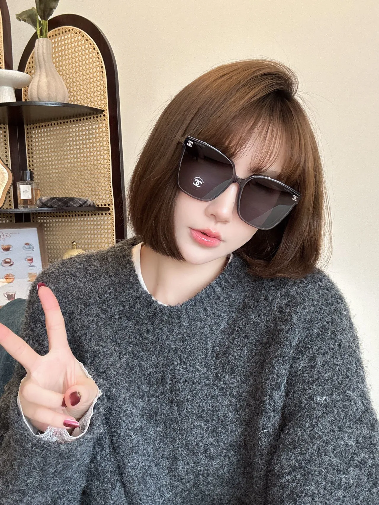 Chanel Square Frame White Acetate CC Logo Sunglasses 9
