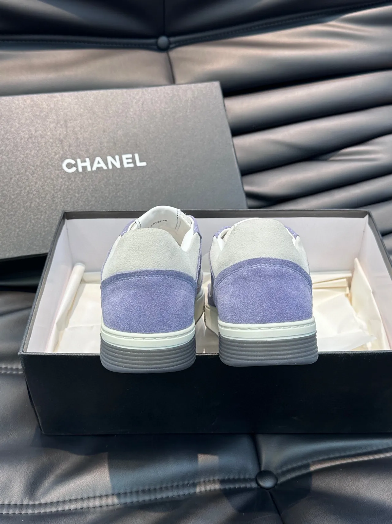 Chanel Tennis Line Purple White Low-Top Suede-and-Leather Panelled Lifestyle Sneakers 8