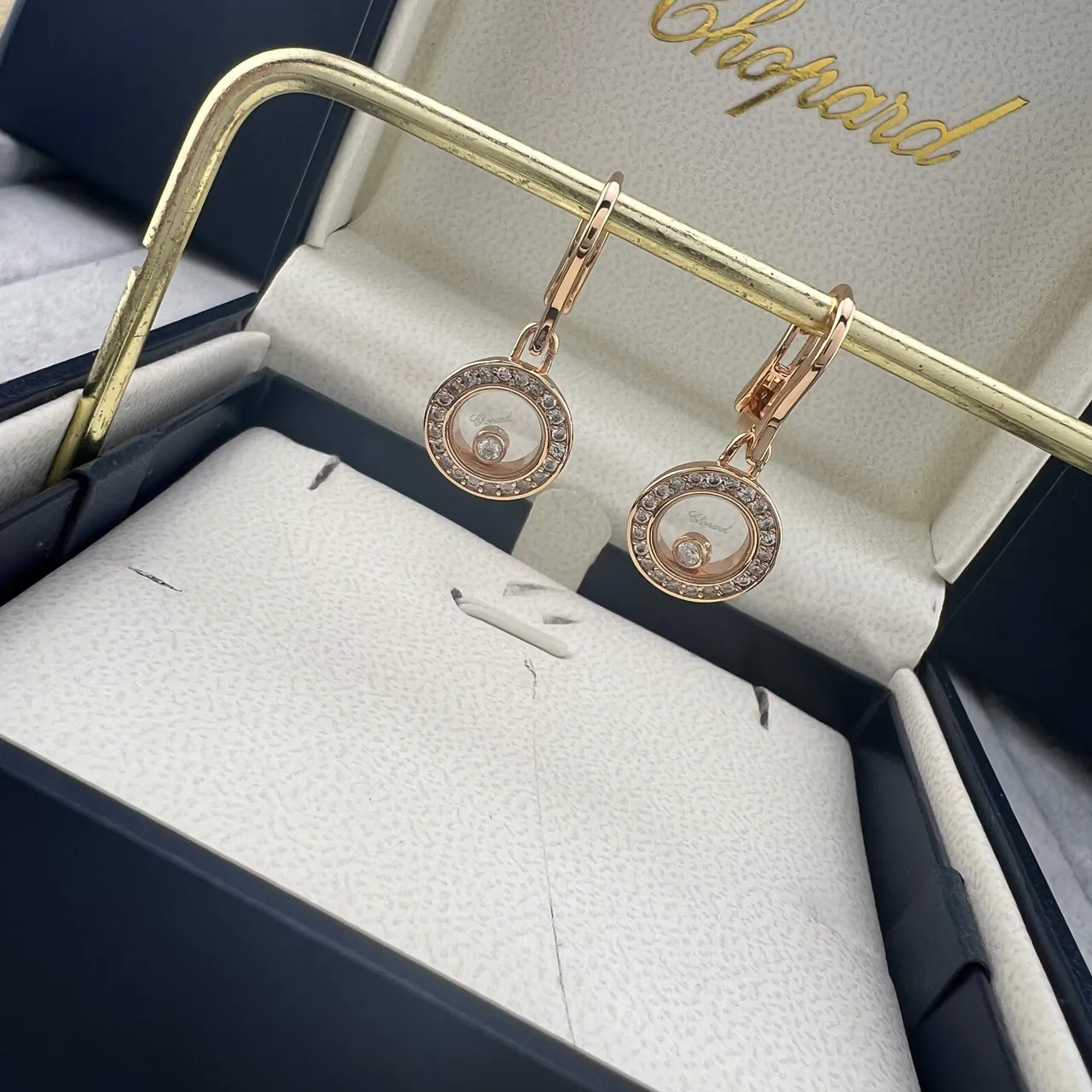 Chopard Gold Silver Rotating Disc Pavé Halo Earrings 5