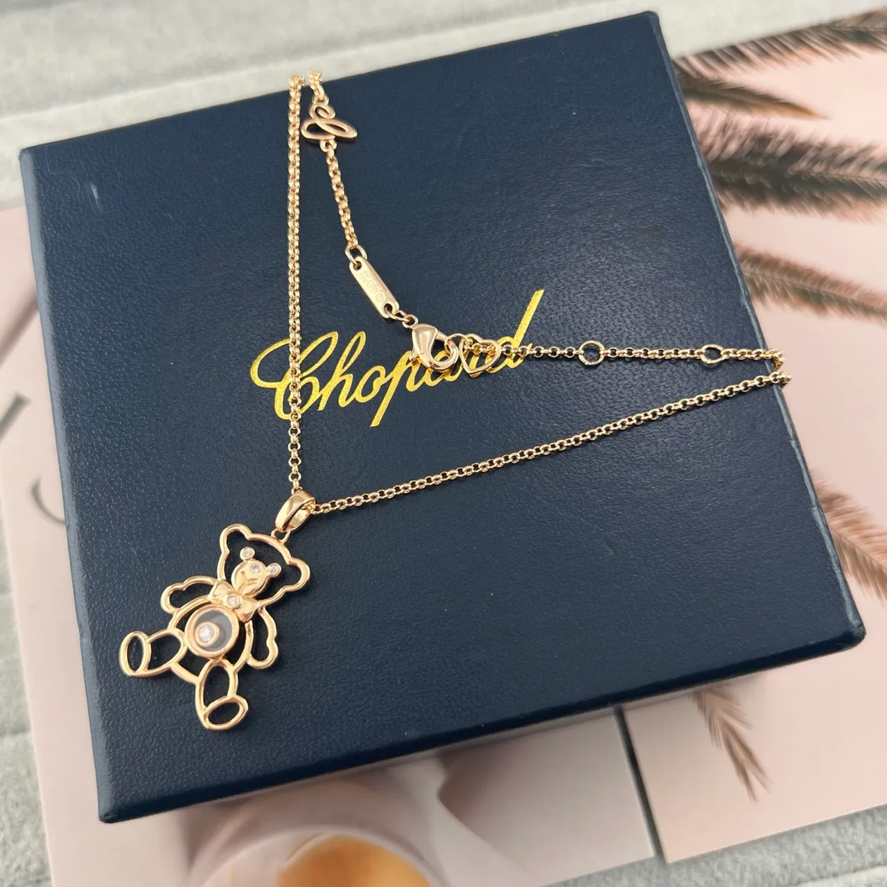 Chopard Happy Bear রূপালী ও সোনালী বিয়ার পেন্ডেন্ট নেকলেস 3