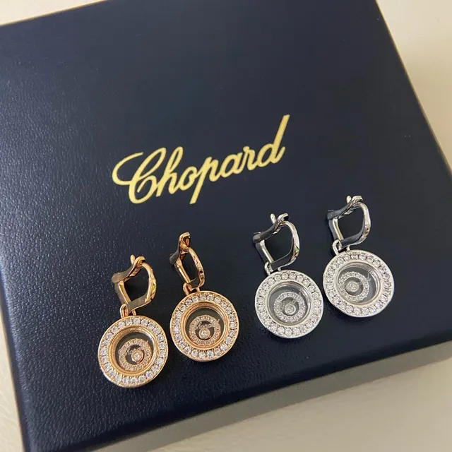 Boucles d'oreilles Chopard Happy Diamonds Disque rotatif Pavé Cristal 2