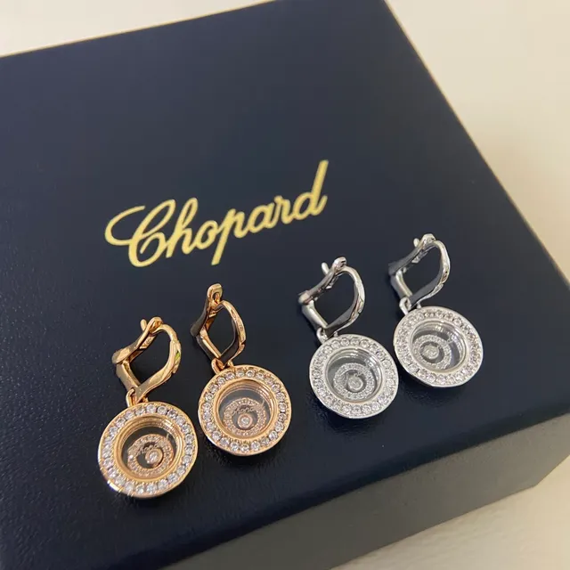 Boucles d'oreilles Chopard Happy Diamonds Disque rotatif Pavé Cristal 3
