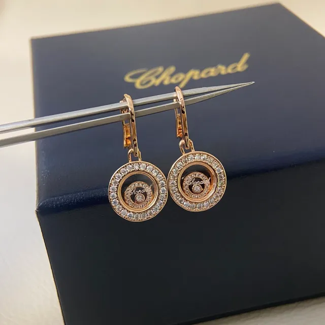 Boucles d'oreilles Chopard Happy Diamonds Disque rotatif Pavé Cristal 4