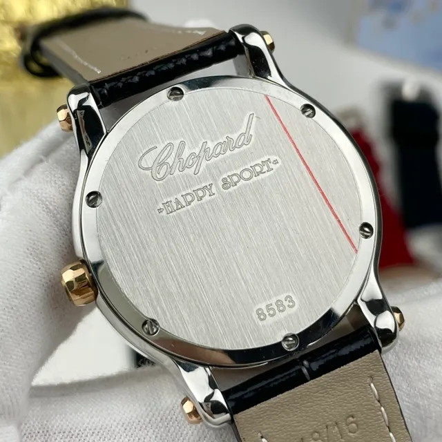 Chopard Cœurs Heureux Deux Tons Cadran Blanc Diamants Pavé Cœur Montre Mécanique 4