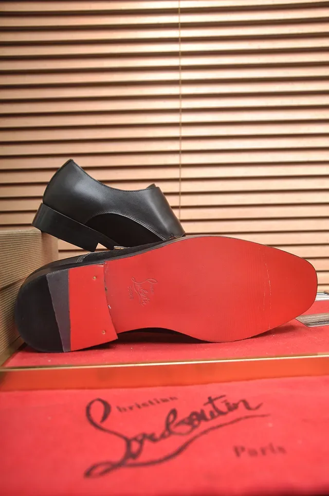 Christian Louboutin Black Red Double Strap Cap-Toe Monk Shoes 3