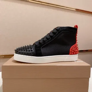 Christian Louboutin Black Red High-Top Studded Toe Lifestyle Sneakers