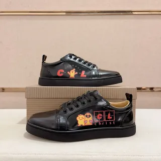 Christian Louboutin Graphic-Print Glossy Black Lifestyle Sneakers