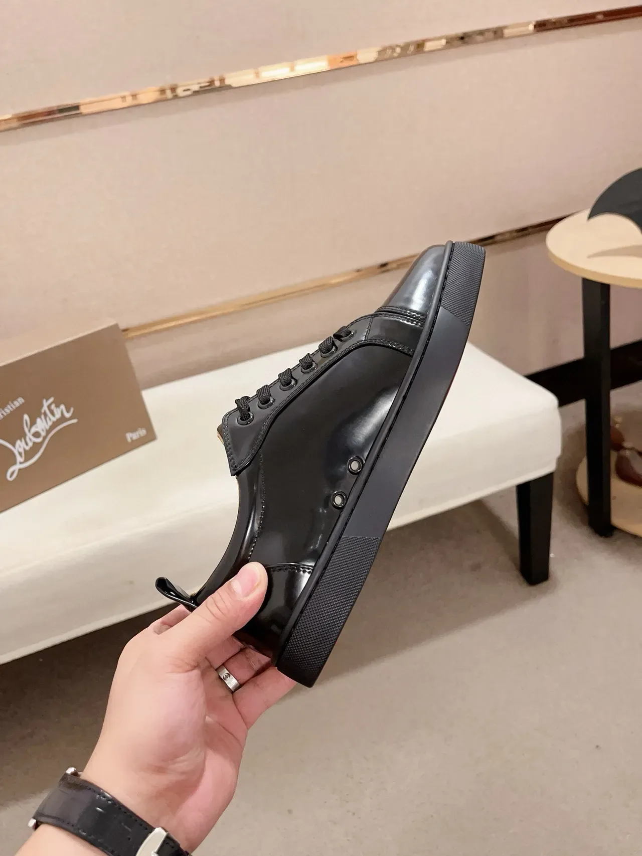 Christian Louboutin Sneakers Lifestyle Noir Brillant à Impressions Graphiques 3
