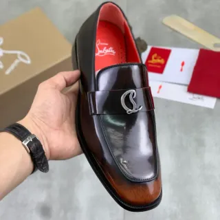 Christian Louboutin Loafer Black Red Patent Leather Gradient Finish Loafer