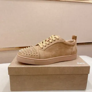 Christian Louboutin Louis Spikes Beige Suede Lifestyle Sneakers