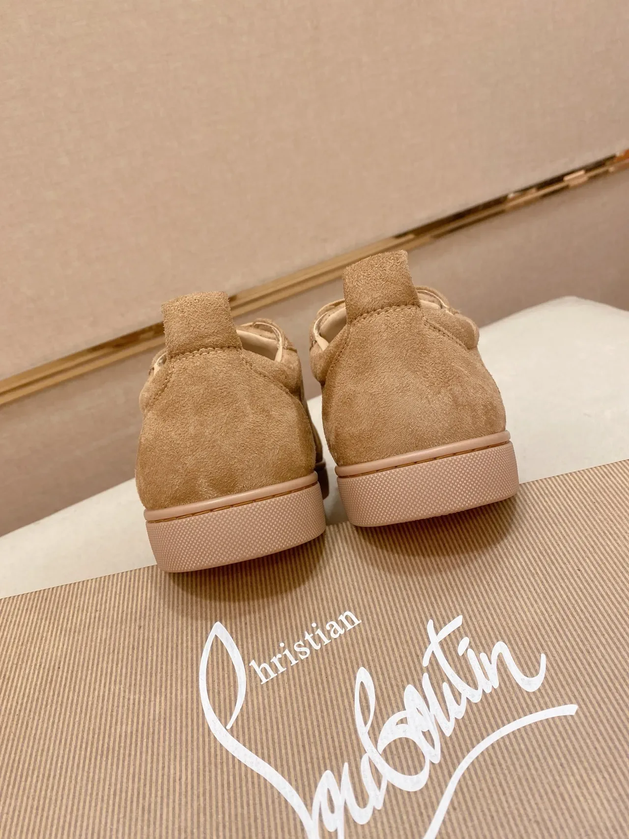 Christian Louboutin Louis Spikes Beige Suede Lifestyle Sneakers 3