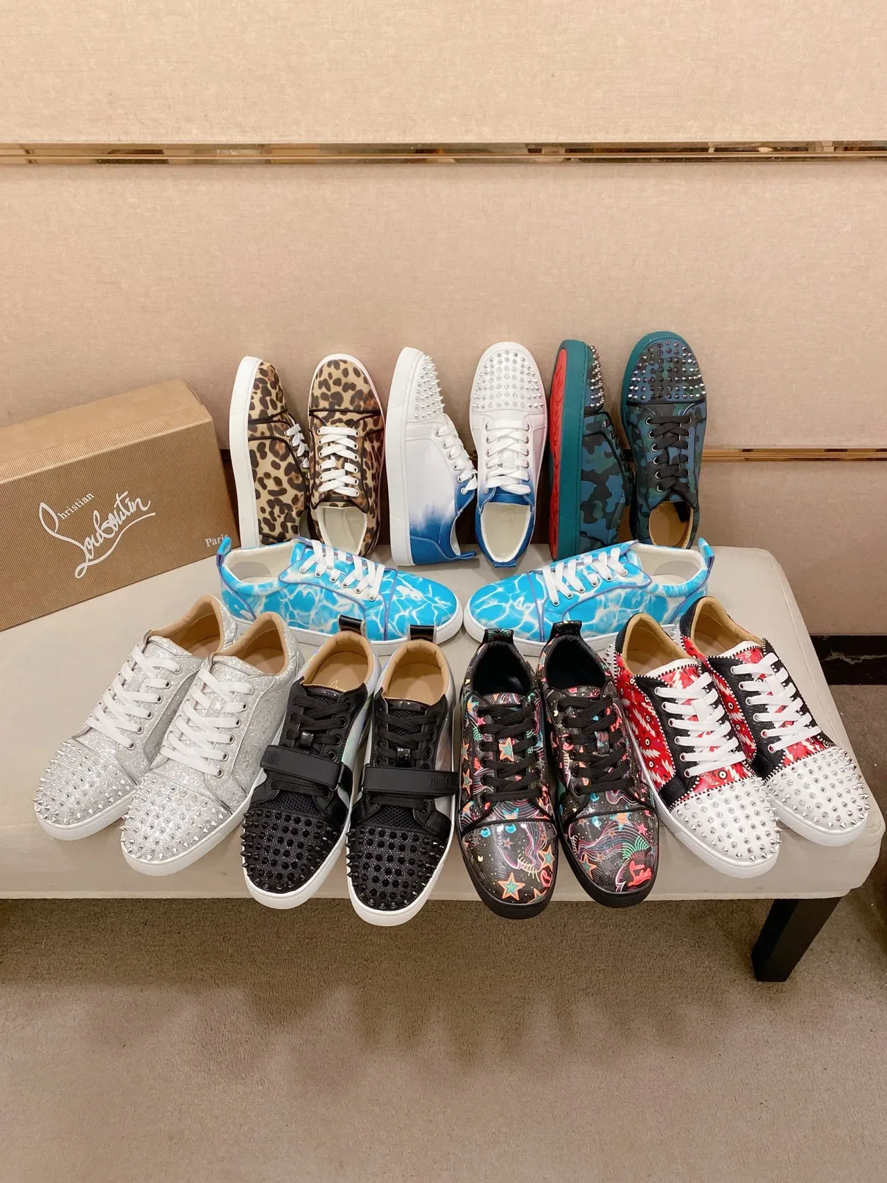 Christian Louboutin Spike Sneaker Red Black White Studded Lifestyle Sneakers 2