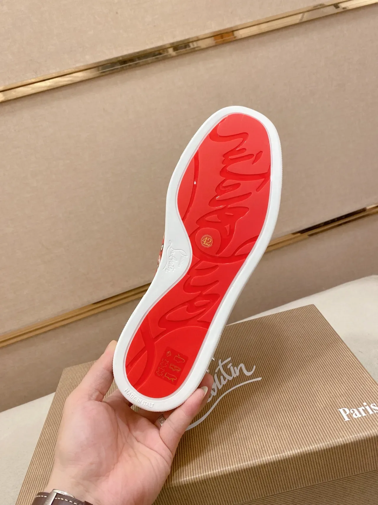 Christian Louboutin Spike Sneaker Red Black White Studded Lifestyle Sneakers 3