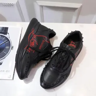 Christian Louboutin Spiked Black Red Leather Lifestyle Sneakers