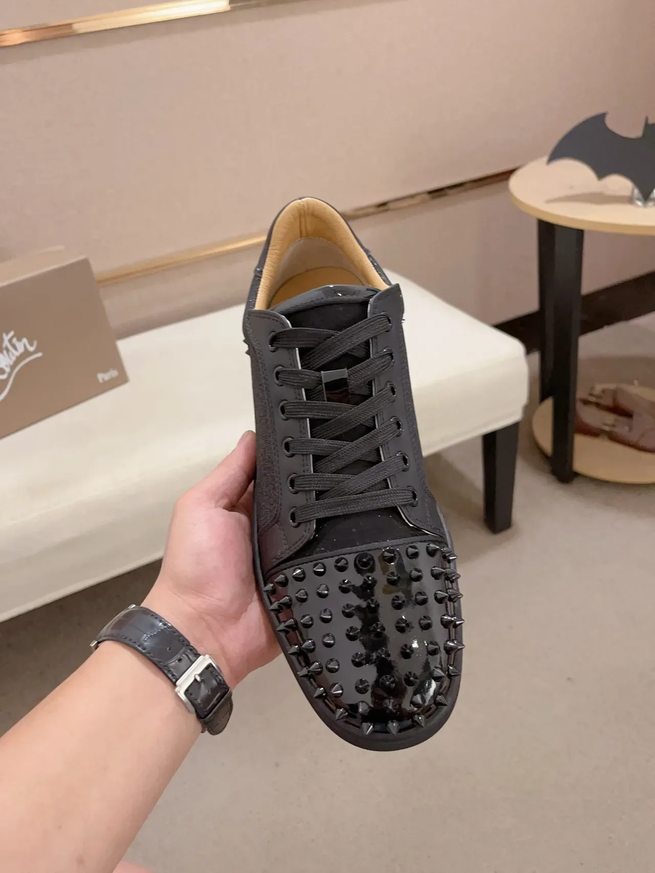 Christian Louboutin Spiked Glitter Low-Top Sneaker 5