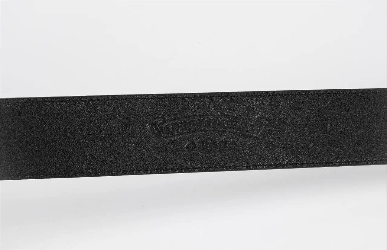 Chrome Hearts Ceinture en cuir noir et argent boucle métallique ornée inspirée du baroque texturée 7