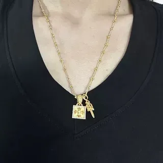 كروم هارتس صليب وخنجر سلسلة حبلية بلون ذهبي 2