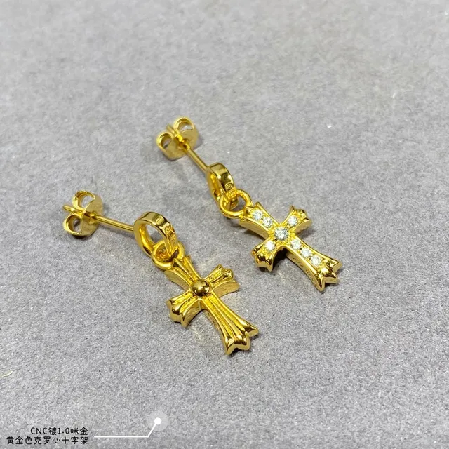 Colar de Chrome Hearts Cross em metal dourado e prateado com cristais Pavé-Set 2