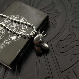 Chrome Hearts Crown Horse Pendant Silver Ball Chain Necklace