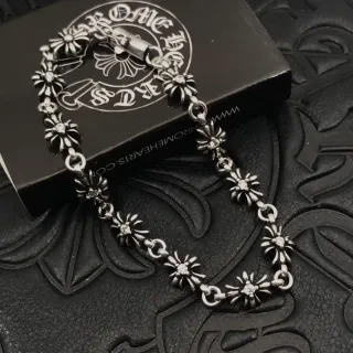 Chrome Hearts Daisy Floral Link Silver-Tone Stone Bracelet