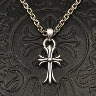 Chrome Hearts Fleur de Lis Cross Polished Silver-Tone Necklace