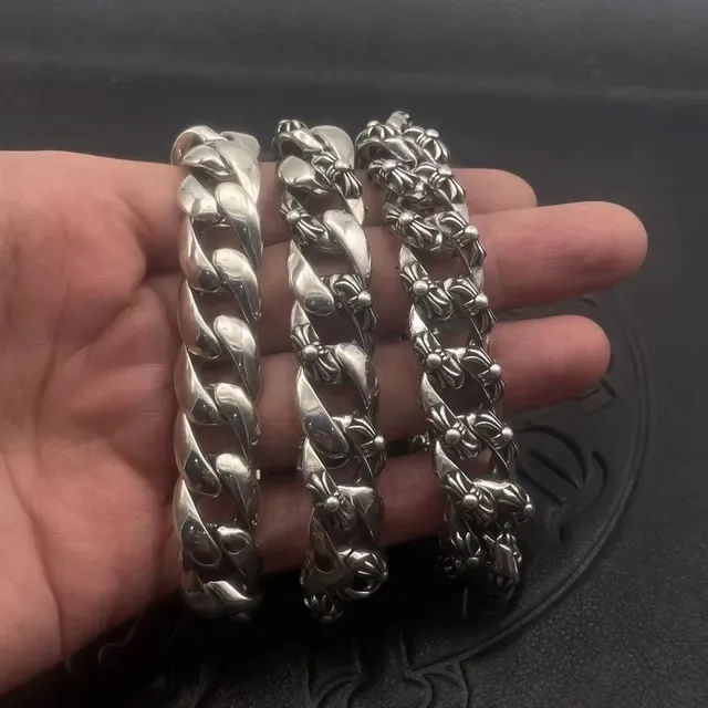 Chrome Hearts Pulseiras Corrente Floral Prata 7