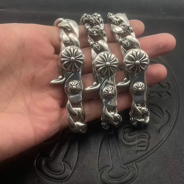 Chrome Hearts Pulseiras Corrente Floral Prata 8