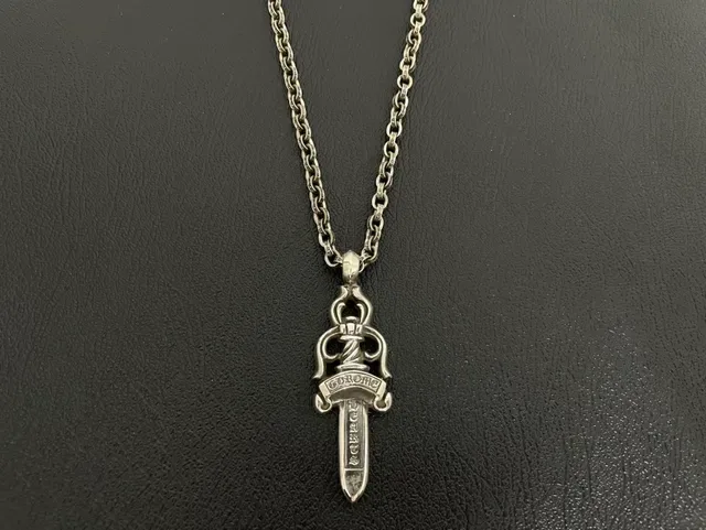 Chrome Hearts Gothic Cross Bezel-Set Pendant Necklace 5