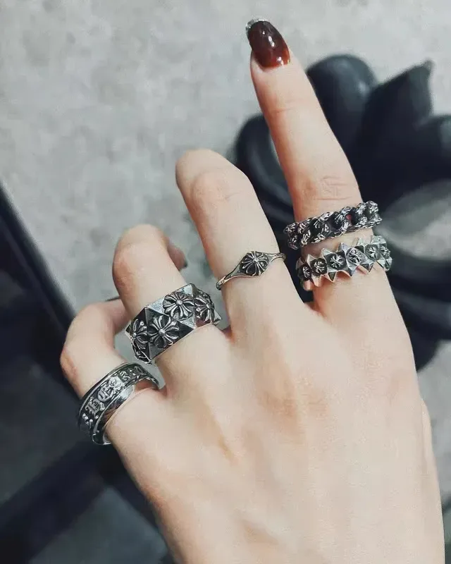 Chrome Hearts Spiked Crown Oxidized Silver Ring 2