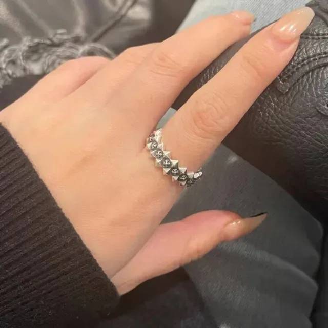 Chrome Hearts Spiked Crown Oxidized Silver Ring 4