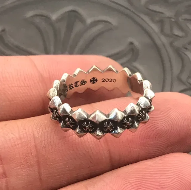Chrome Hearts Spiked Crown Oxidized Silver Ring 6