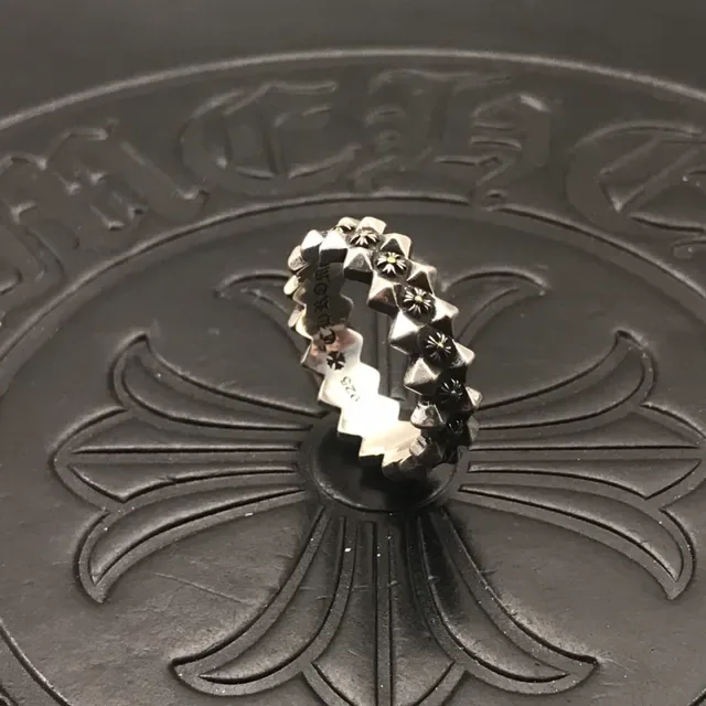 Chrome Hearts Spiked Crown Oxidized Silver Ring 7