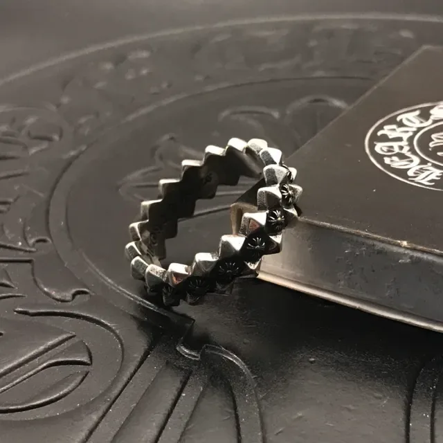 Chrome Hearts Spiked Crown Oxidized Silver Ring 8