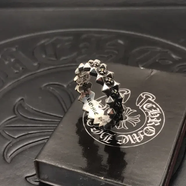 Chrome Hearts Spiked Crown Oxidized Silver Ring 9