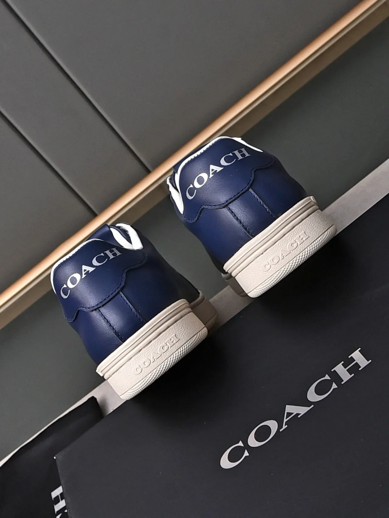 Coach Navy Leather Perforated Logo Lifestyle Sneakers 3