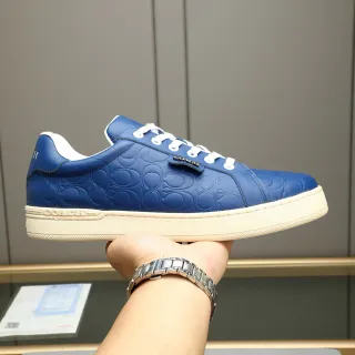 Coach Signature Embossed Sneaker Blue Beige C Pattern Low-Top Silhouette Lifestyle Sneakers
