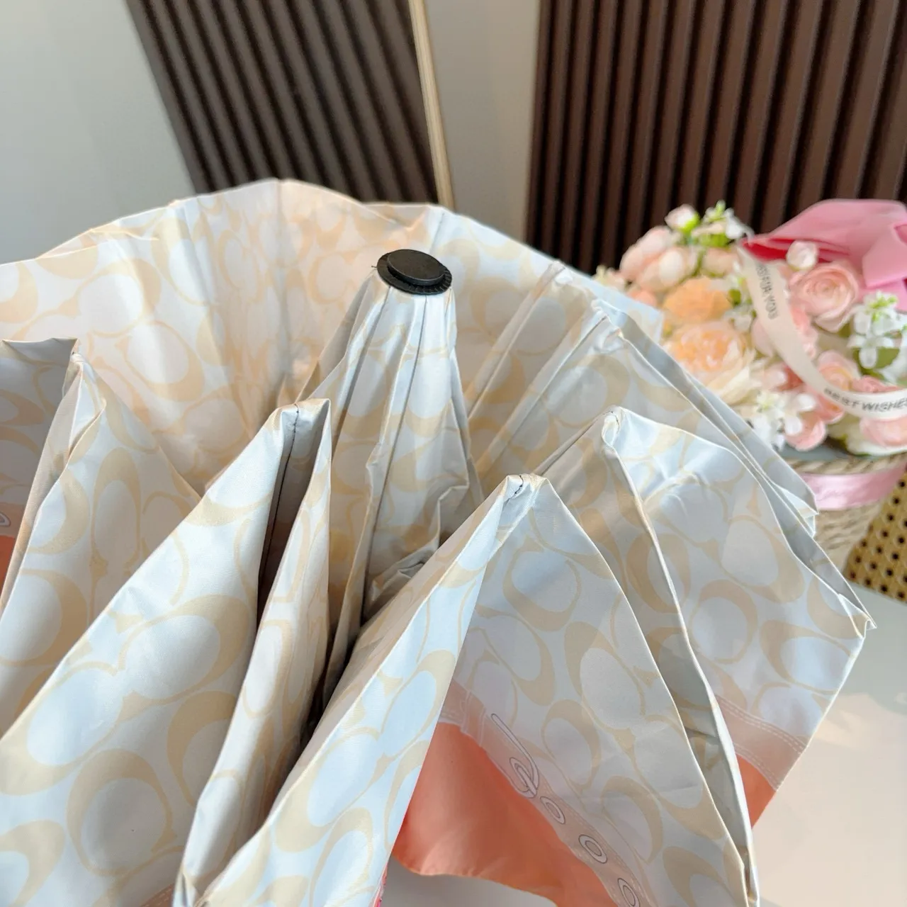 Coach Impression Signature Beige Rose Canopy Borde Pêche Sac à main 5